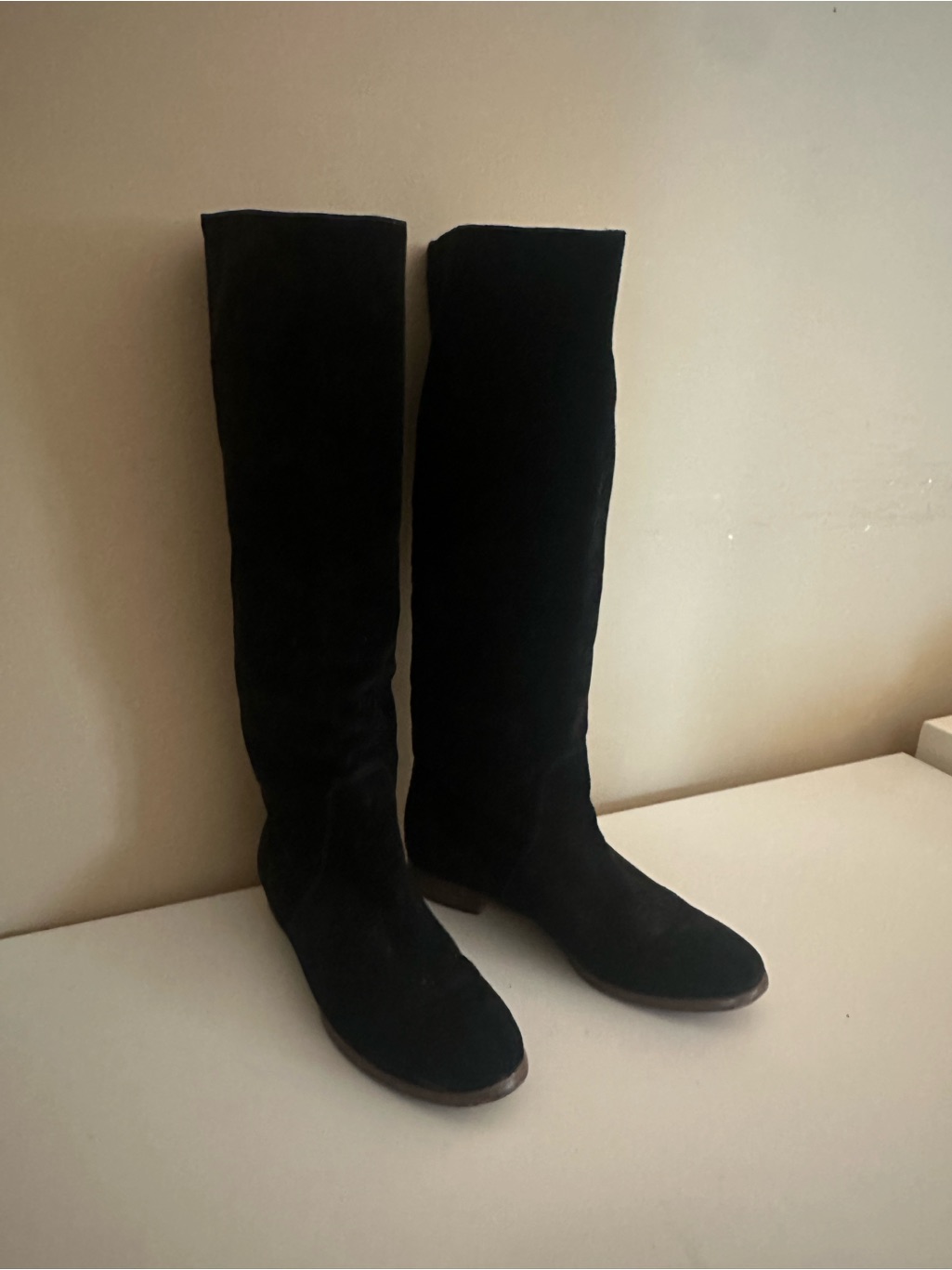 J Crew Extended Calf Tall Black Genuine Leather Suede Knee-High Women's Boots